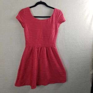 Flare Mini Dress B Darlin Pink W 8 Textured Fit Cap Sleeve Square‎ Neck Zip Back